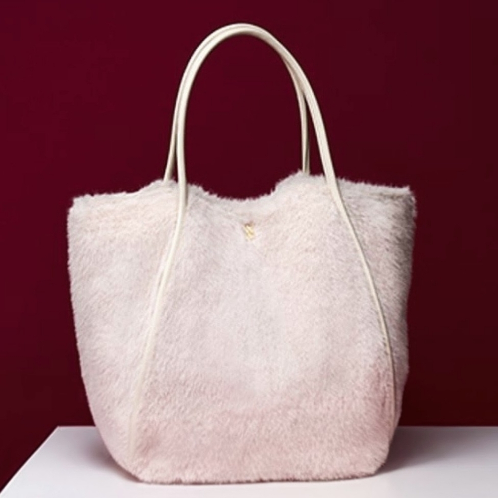 Victoria's Secret Faux Fur Ivory White Tote Bag VS